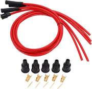 Set di cavi di accensione rosso per auto a 4 cilindri da 1m con isolante siliconico - Componenti di accensione per auto a 4 cilindri - Cavi di accensione da 8mm