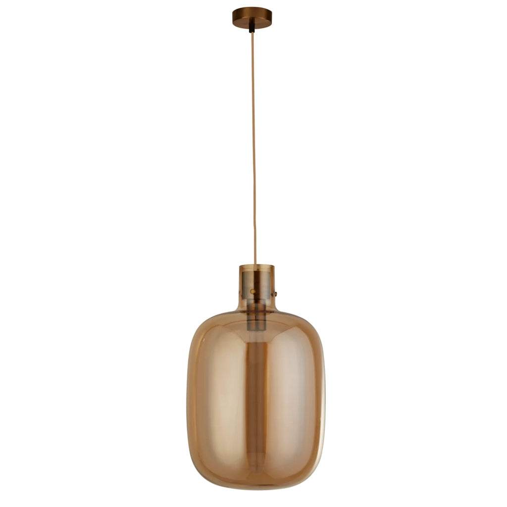 Sospensione Contemporanea Barile Acciaio Ottone Vetro 1 Luce E27