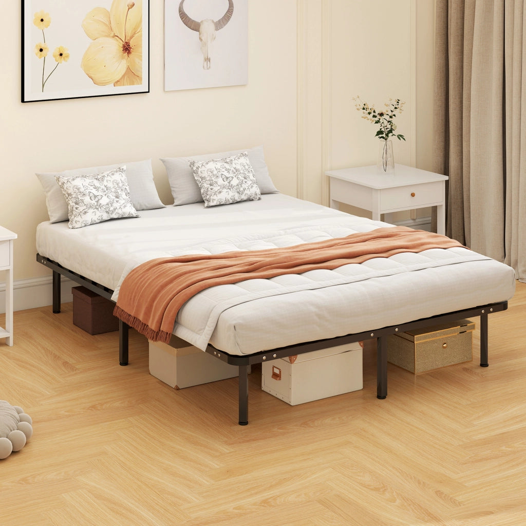 Letto Matrimoniale Contenitore in Legno Massello con Rete a Doghe ¨C Zephmum ¨C 140x190 cm Nero