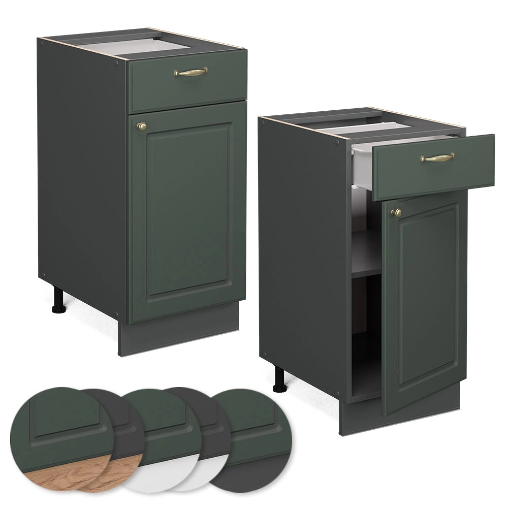 Mobiletto base per cucina Fame-Line Verde-oro rustico/Antracite 40 cm senza piano di lavoro Vicco