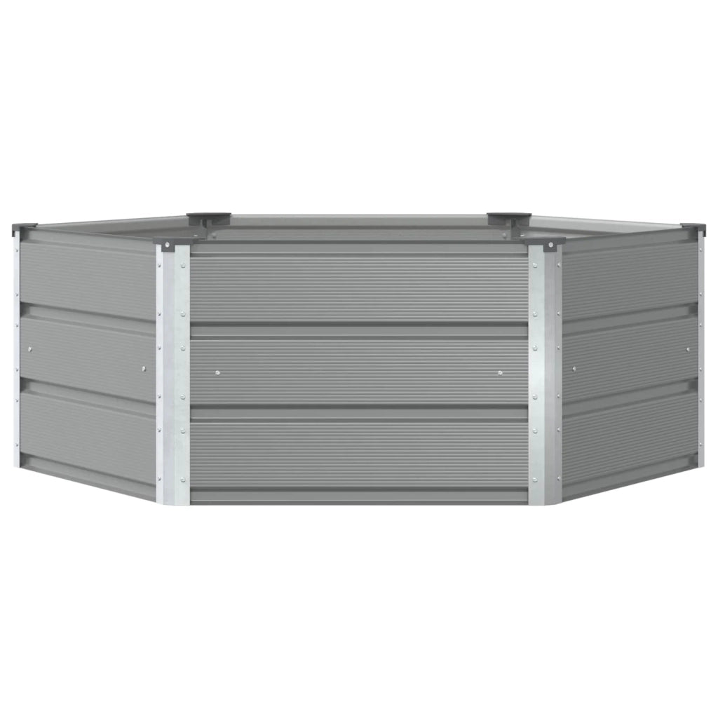 Fioriera esagonale dal design moderno per giardino o patio 129 x 129 x 45 cm acciaio grigio chiaro 02_0059175