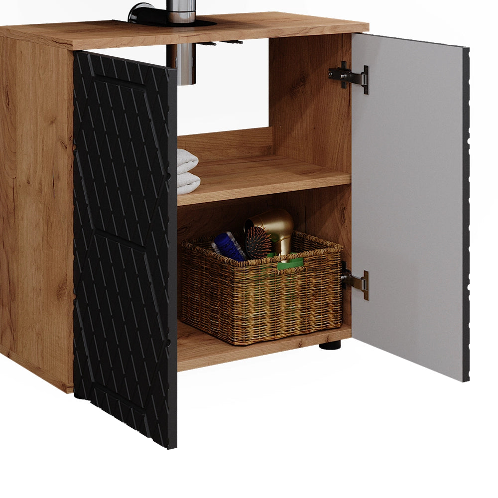 Vicco Set mobili bagno Antracite con struttura a nido d'ape 2 parti, base 60 cm
