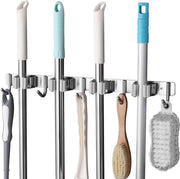 Maniglia in Acciaio Inox con 4 Fessure e 5 Ganci - Maniglia da Parete per Cucina Bagno Garage e Giardino