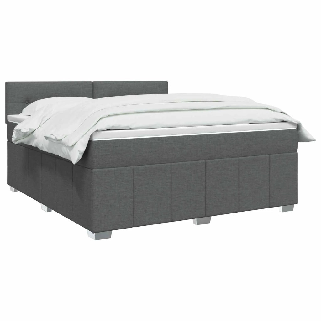 Letto Box Spring LED con Materasso Grigio Scuro 180 x 200 cm 3455662