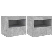Set di 2 Comodini | Armadio da Notte | Mobiletto da notte con Luci LED Grigio Cemento 50x40x45 cm