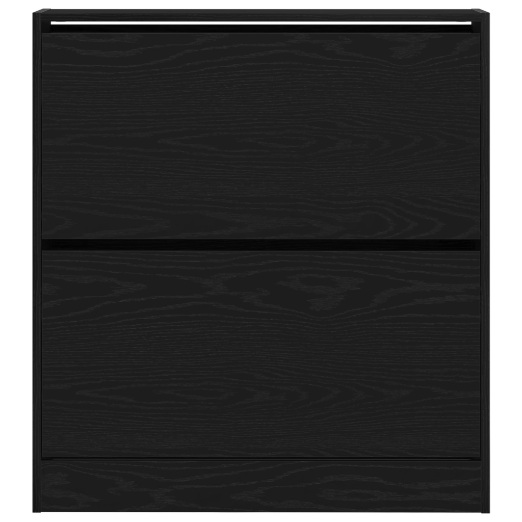 Scarpiera  con cassetto flip in rovere nero 80x21x87,5 cm