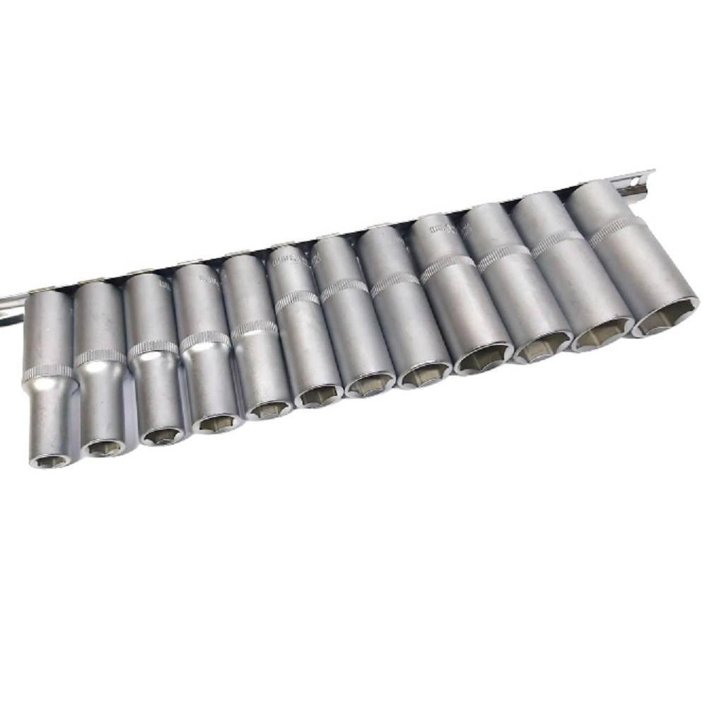 Trade Shop - Set Di Chiavi Bussola Lunghe Da 1/2 Chrome Vanadium 10 A 24 Mm 12 Pezzi Mr70253 -