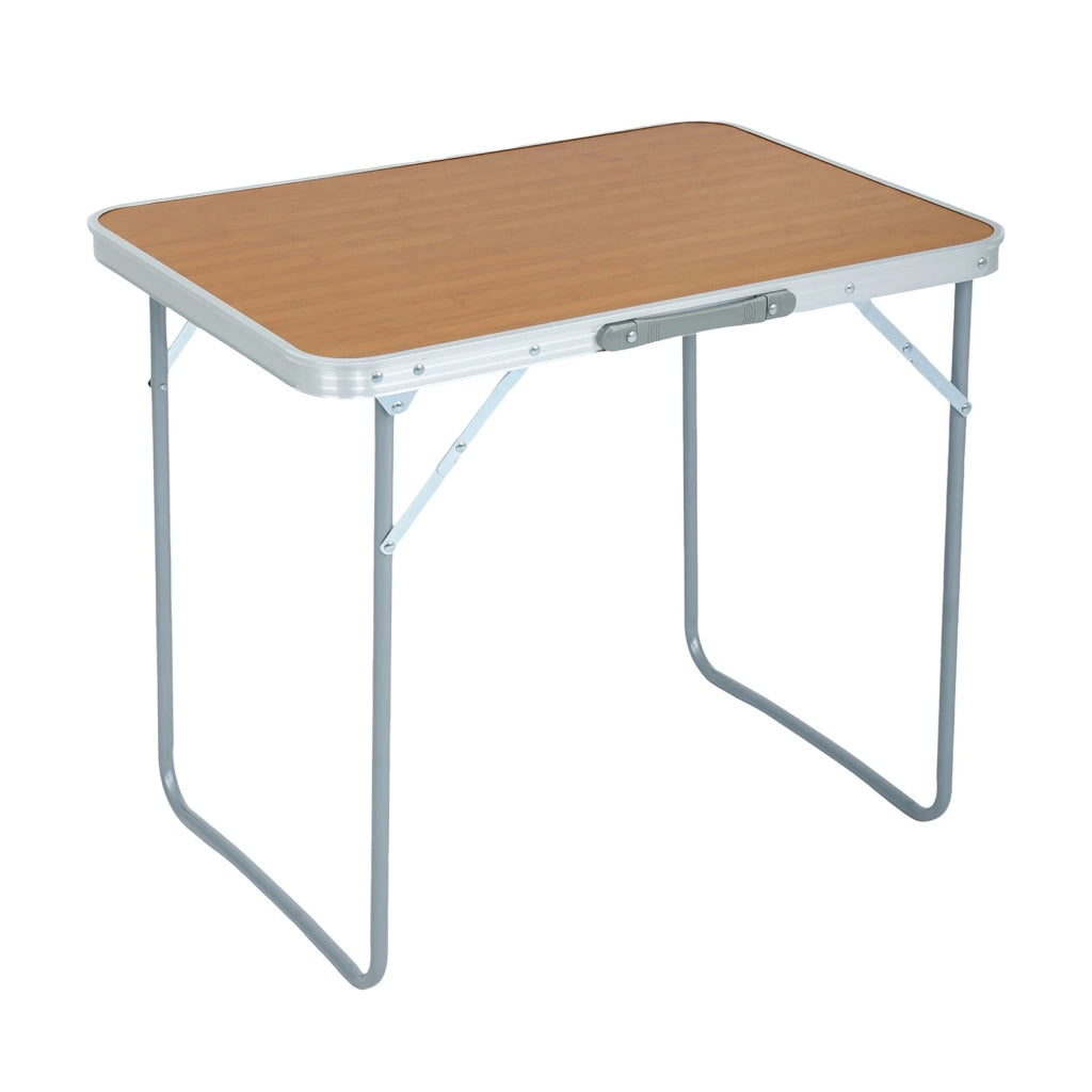 Tavolo da campeggio pieghevole ARES in alluminio effetto legno dimensioni 70x60x50 cm