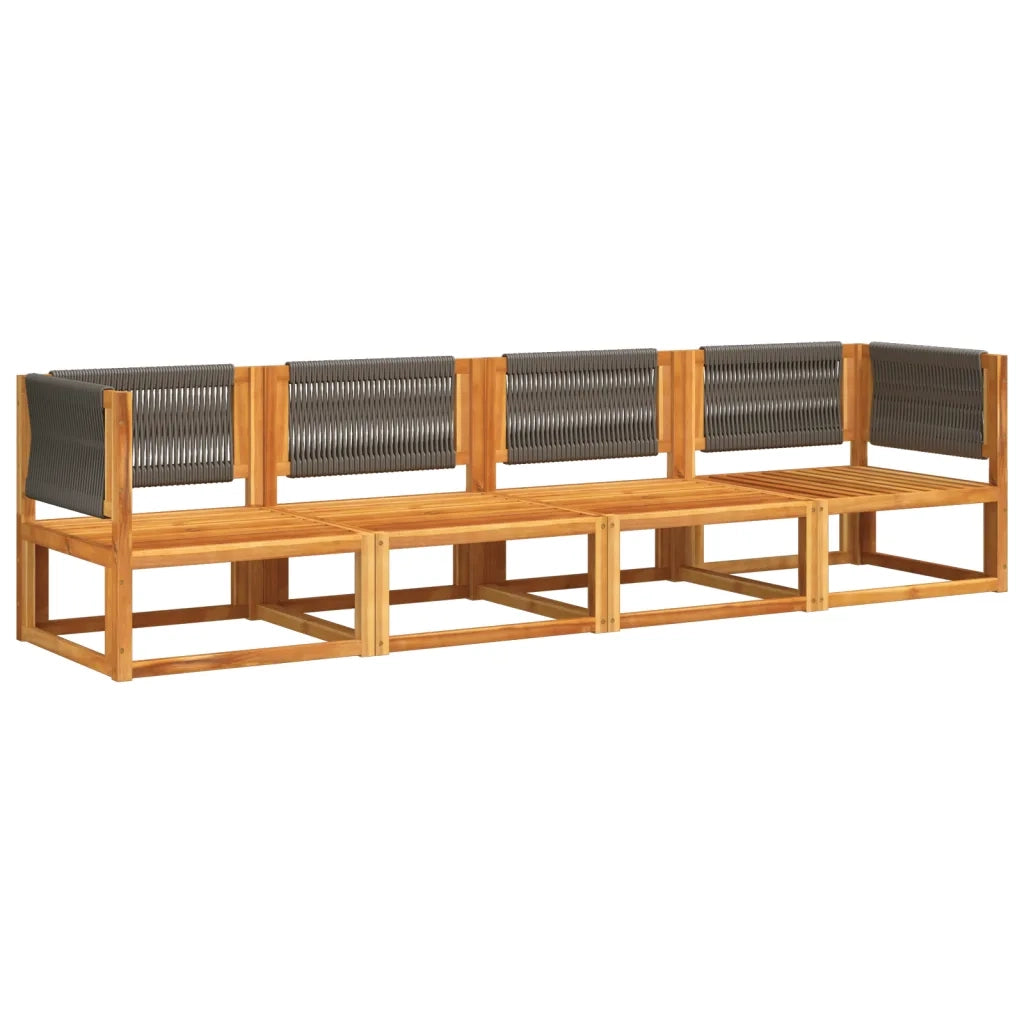 vidaXL Set di divani da giardino 4 pezzi con cuscini in legno di acacia e corda