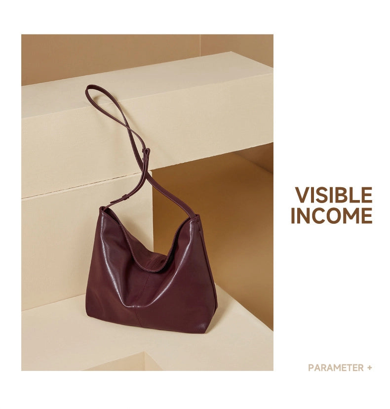 Borsa a tracolla da donna in vera pelle, borsa tote grande, borsetta retr¨°, borsa a mano viola