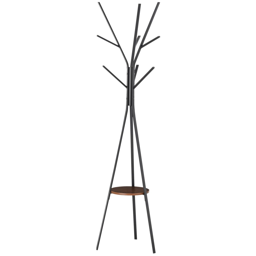 Appendiabiti a Piantana con Ripiano ¨C Xylo ¨C Metallo Marrone 45x45x180cm 9 Ganci