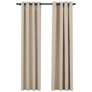 Tende Oscuranti | Tende Blackout Effetto Lino con Occhielli 2 pz Beige 140x245cm