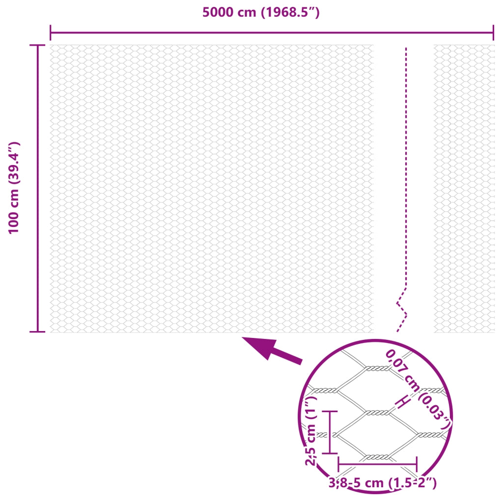 Recinzione Esagonale Verde 1x50 m Acciaio
