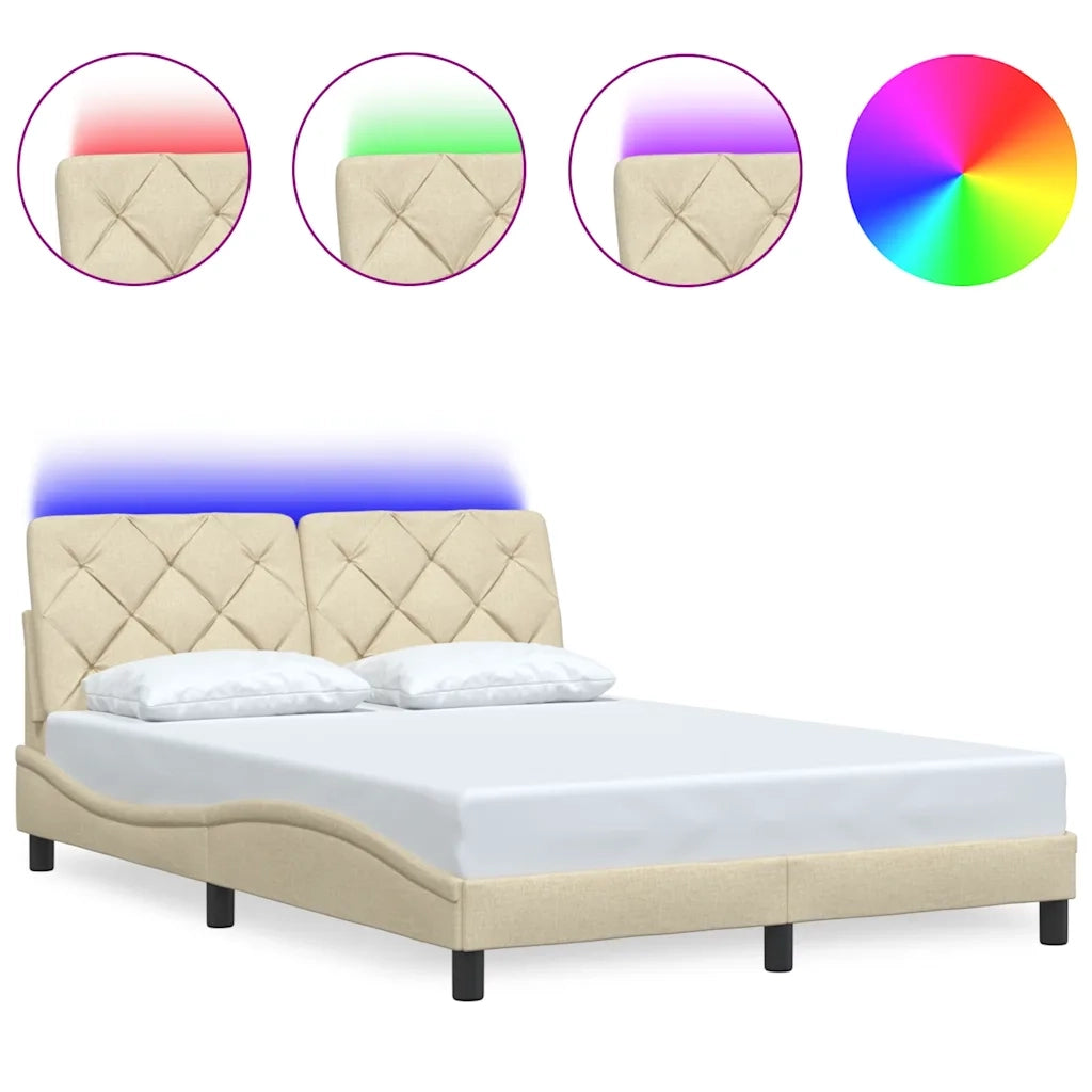 Giroletto con LED senza Materasso Crema 120x200 cm Tessuto 3310662