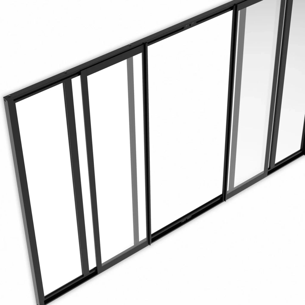 IDMarket - Metallo nero e vetro temperato Tetto scorrevole a 6 vetri L. 160 x H. 108 cm