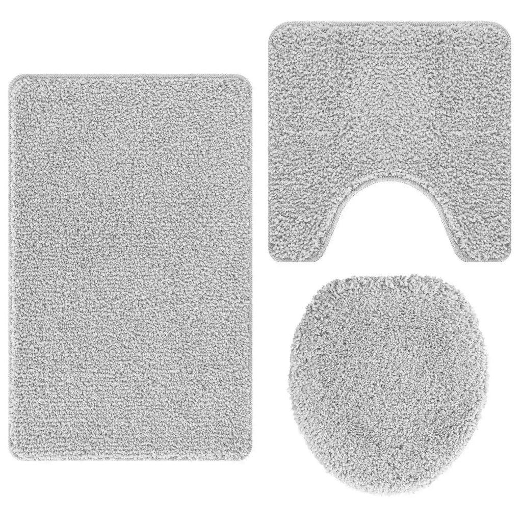Set di tappetini antiscivolo per il bagno 3 pcs Grigio PP 4019865