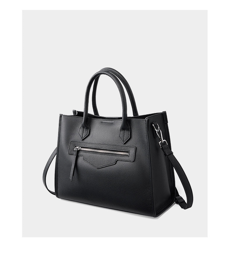 Borsa a tracolla da donna in vera pelle nera