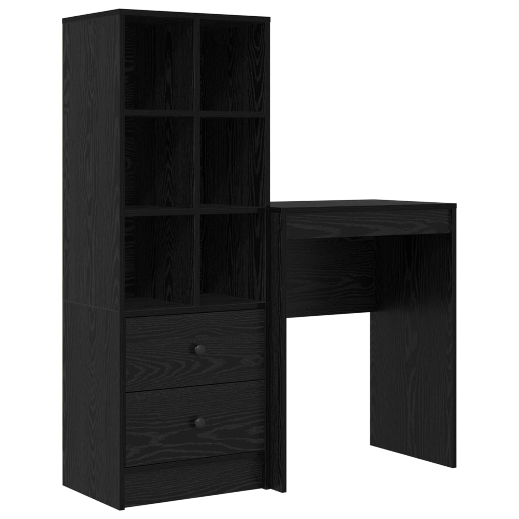 Scrivania con spazio di archiviazione in rovere nero legno ingegnerizzato