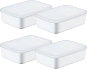 Set di 4 scatole di plastica, scatola di plastica con coperchio, scatola di plastica con maniglia, scatola di plastica per cucina e bagno, stivaggio, 4 pezzi