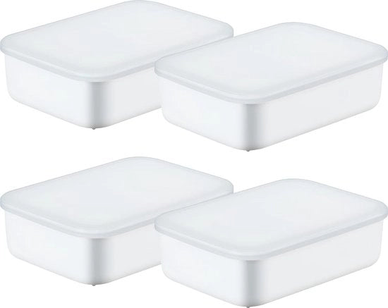 Set di 4 scatole di plastica, scatola di plastica con coperchio, scatola di plastica con maniglia, scatola di plastica per cucina e bagno, stivaggio, 4 pezzi