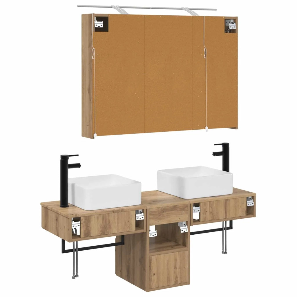 Set di Armadi da Bagno 4 pz Rovere Artigianale