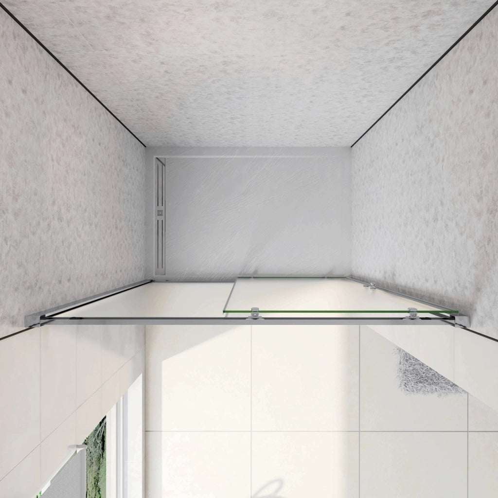 110x185 cm Porta Doccia Per Nicchia Anta Scorrevole Ingresso Laterale In Vetro Temperato 5mm Satinato Opaco