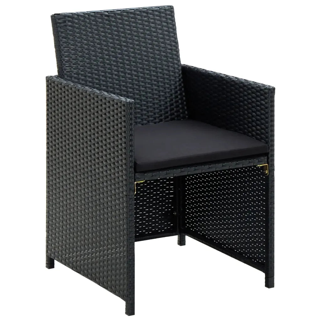 Set Divani da Giardino 4 pz con Cuscini in Polyrattan Nero 46390
