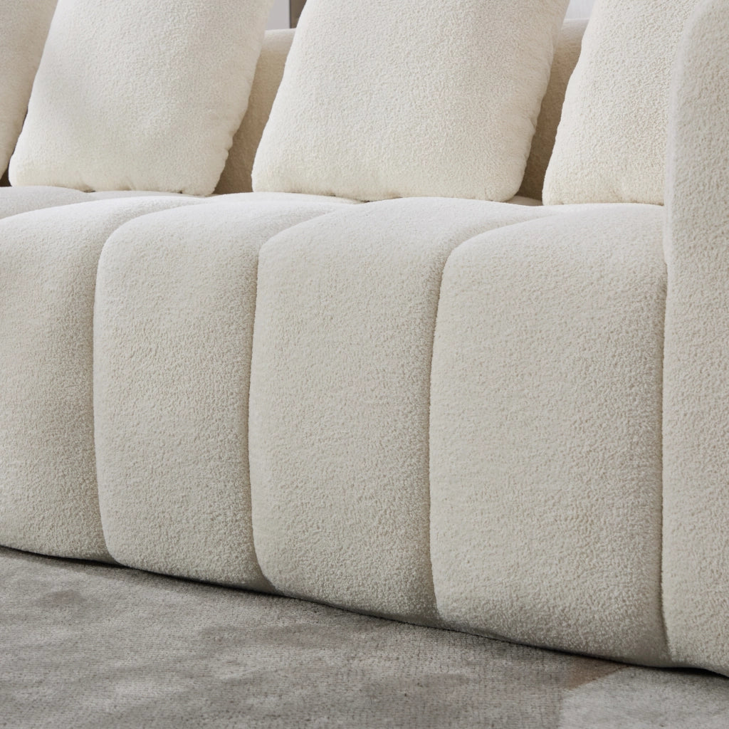 Divano modulare a 2 moduli con seduta profonda e braccioli, in tessuto antimacchia beige 260 × 94,5 × 80 cm
