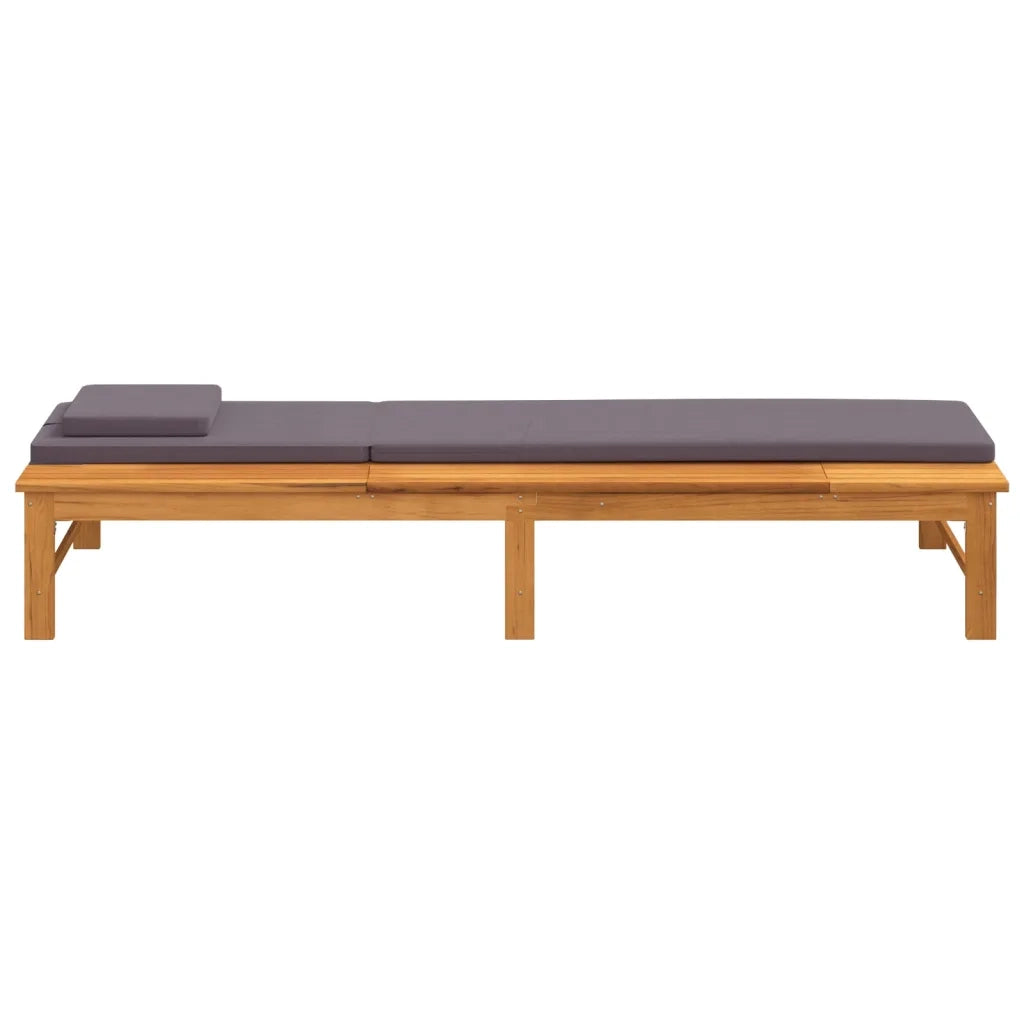 Lettino Cuscino e Guanciale Grigio Scuro Legno Massello Acacia 362154