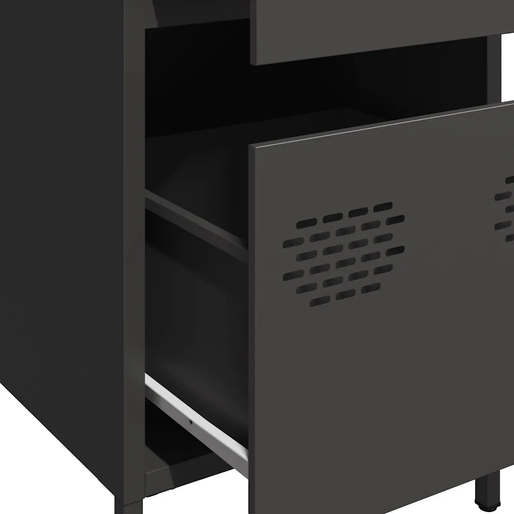 Credenza | Madia | Buffet da pranzo | Armadio da pranzo Nera 35x39x73,5 cm in Acciaio Laminato a Freddo