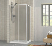 Box Doccia Due Lati Scorrevole Bianco Cristallo Opaco 4mm BORA 70x70 cm