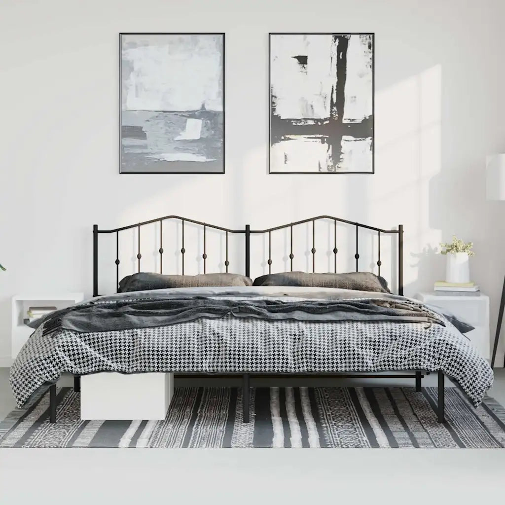 Giroletto con Testiera-Struttura Letto con testiera in Metallo Nero 193x203 cm 574574