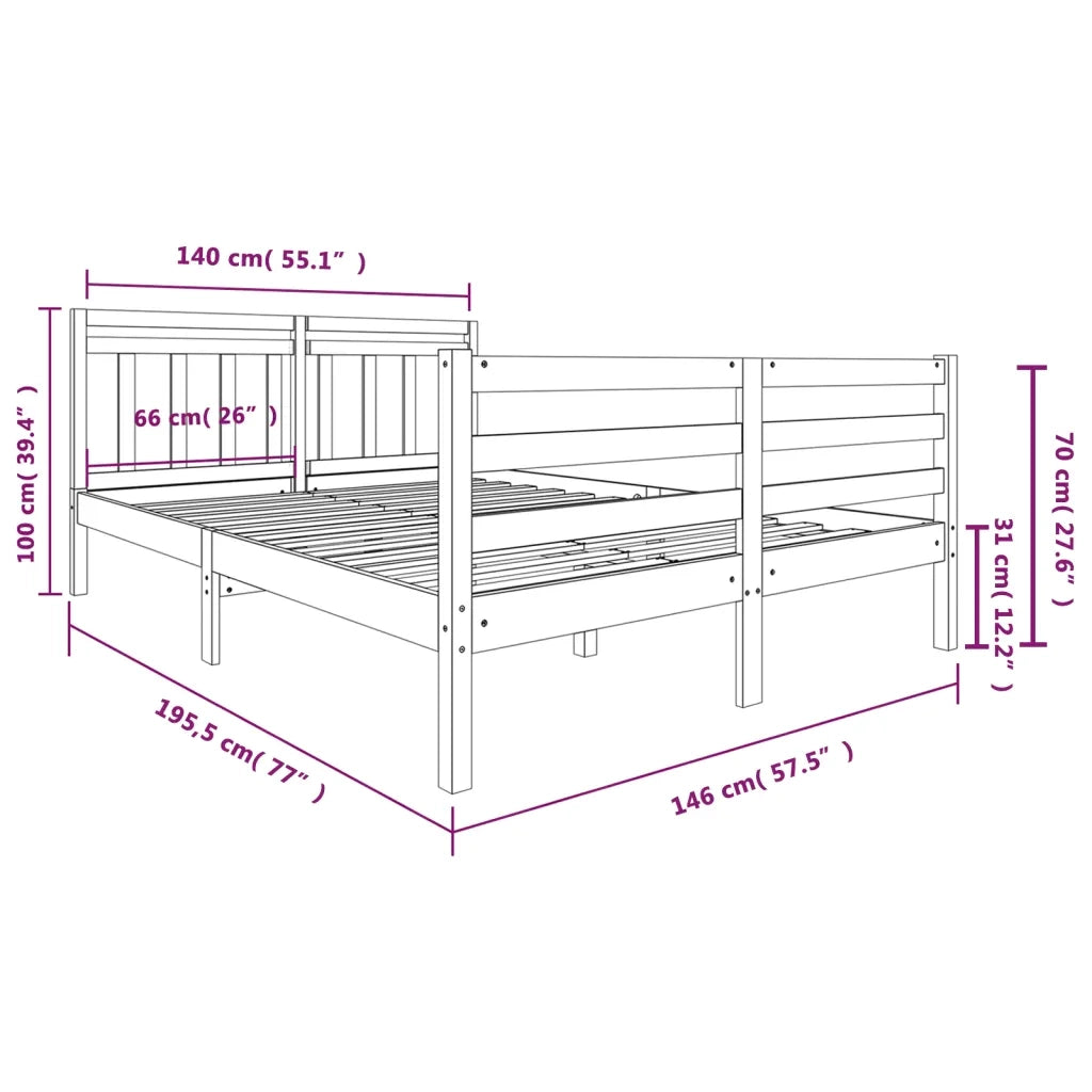 Giroletto-Struttura Letto in Legno Massello 140x190 cm 633316