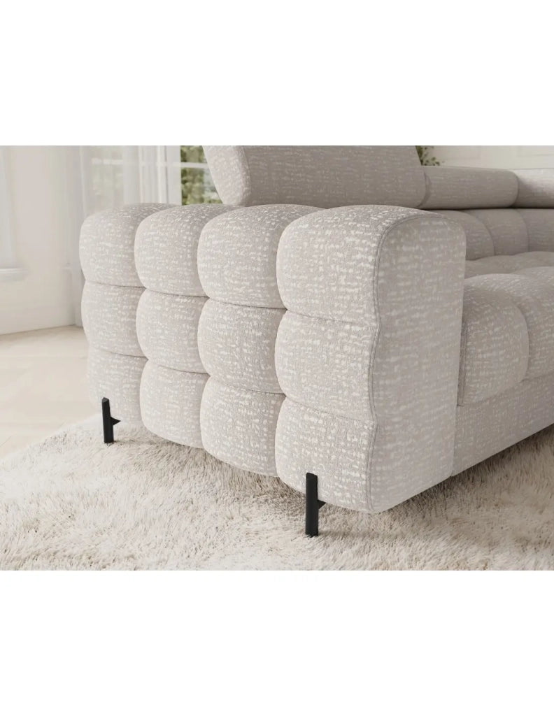 Divano panoramico convertibile FACTORY 3 posti beige – angolo destro con contenitore – versione 5