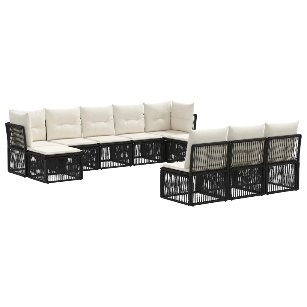 Set Divano da Giardino 10 pcs Nero polyrattan 3434356