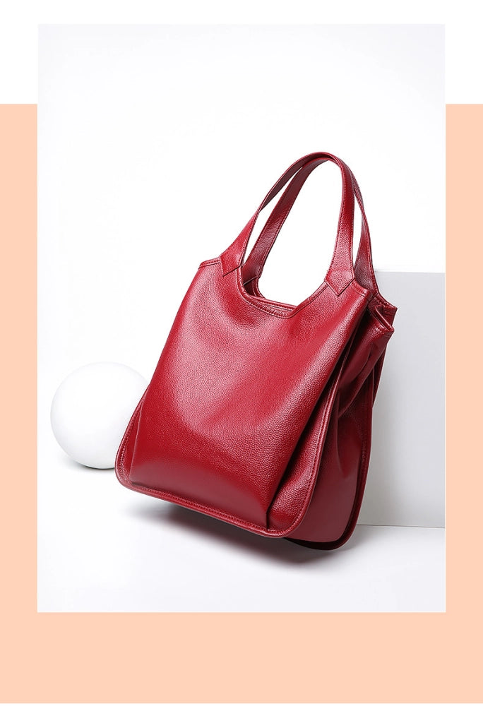 Borse da donna alla moda in vera pelle, colore rosso