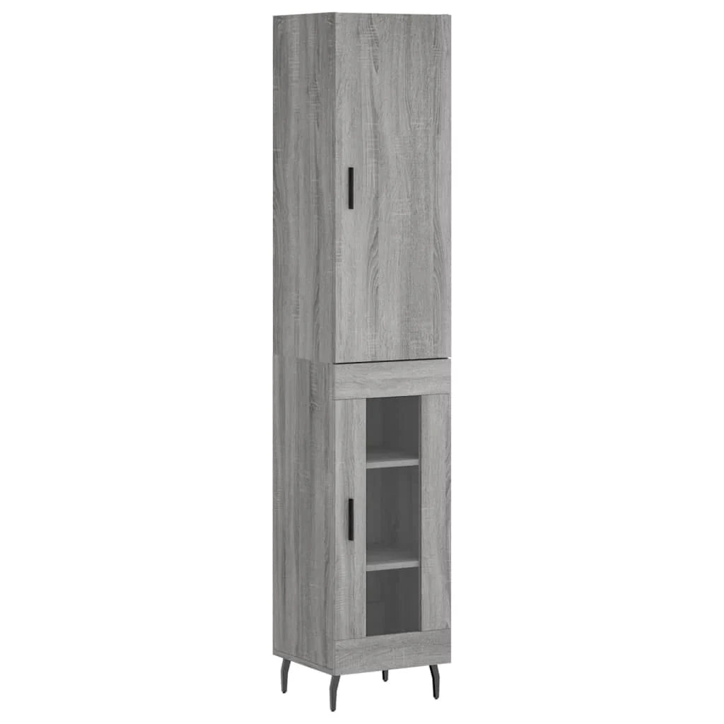 Buffet credenza cassettiera armadio mobile contenitore organizer cucina soggiorno salotto rovere Sonoma alto 34,5 x 34 x 180 cm legno ingegnerizzato grigio 02_0035328