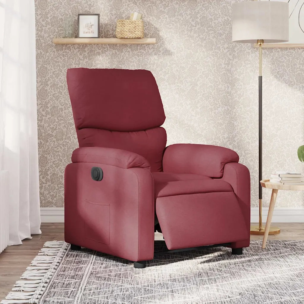 Poltrona | Sedia Relax Elettrica Reclinabile Rosso Vino in Tessuto