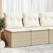 Set Divano da Giardino 2 pz con Cuscini Beige Polyrattan Acacia