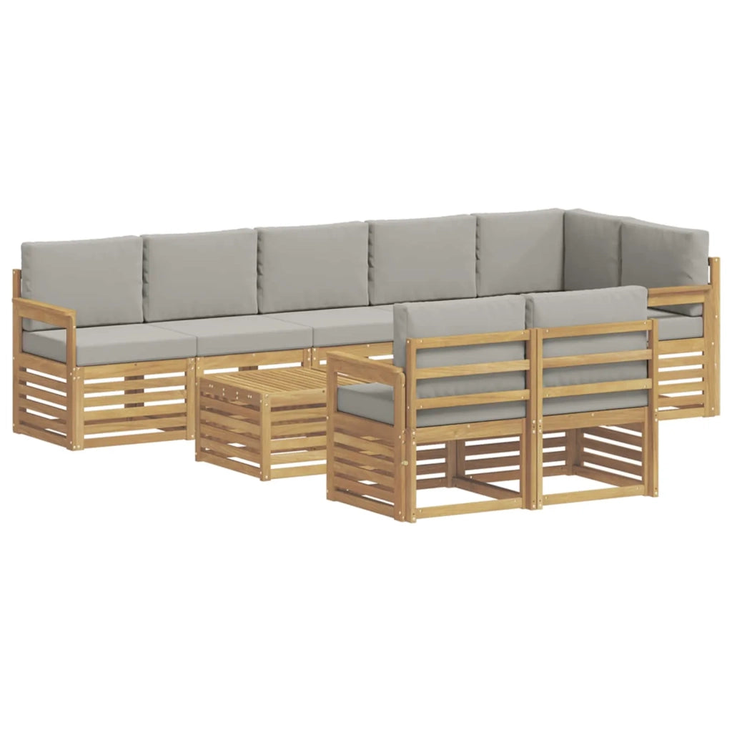 Set di divani da esterno 8 pcs Bianco e Grigio Chiaro