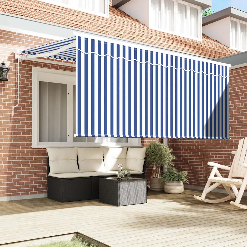 Tenda da Sole | Tenda Retrattile Blu e Bianco 300 x 200 cm