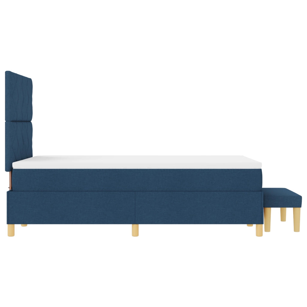 Letto Box Spring con Materasso e Panca Blu 120x200 cm Tessuto