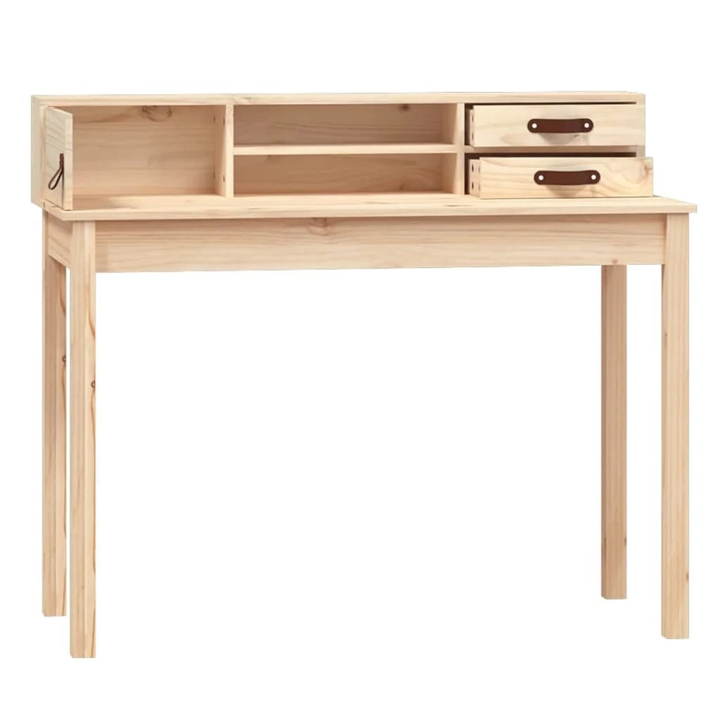Scrivania tavolo postazione di lavoro mobile per computer studio 110 x 50 x 93 cm legno massello di pino marrone 02_0023370