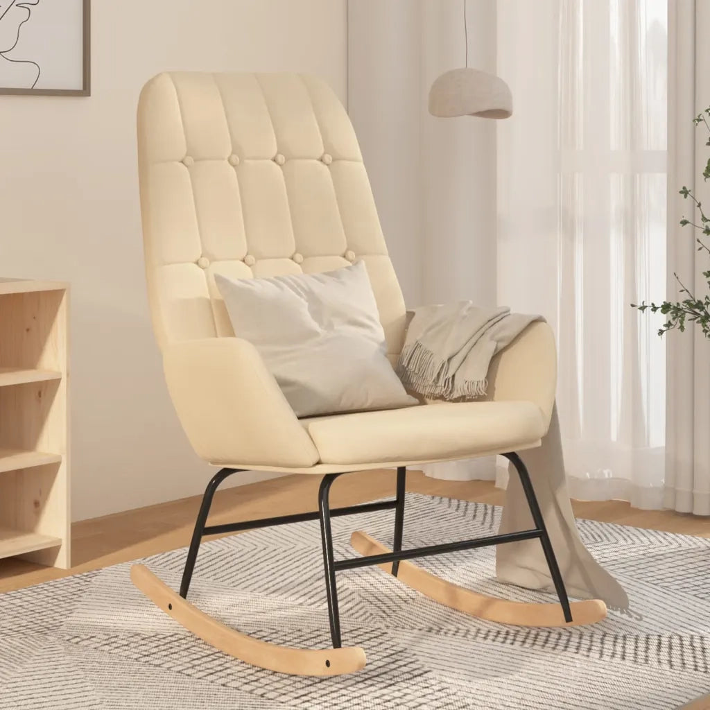 Sedia a Dondolo Crema in Tessuto 341255