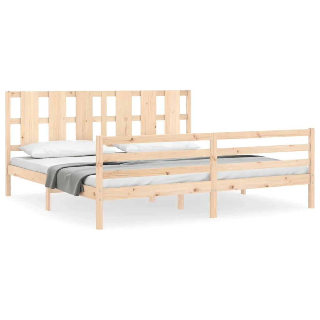 Giroletto con Testiera-Struttura Letto con testiera 200x200 cm in Legno Massello 219981