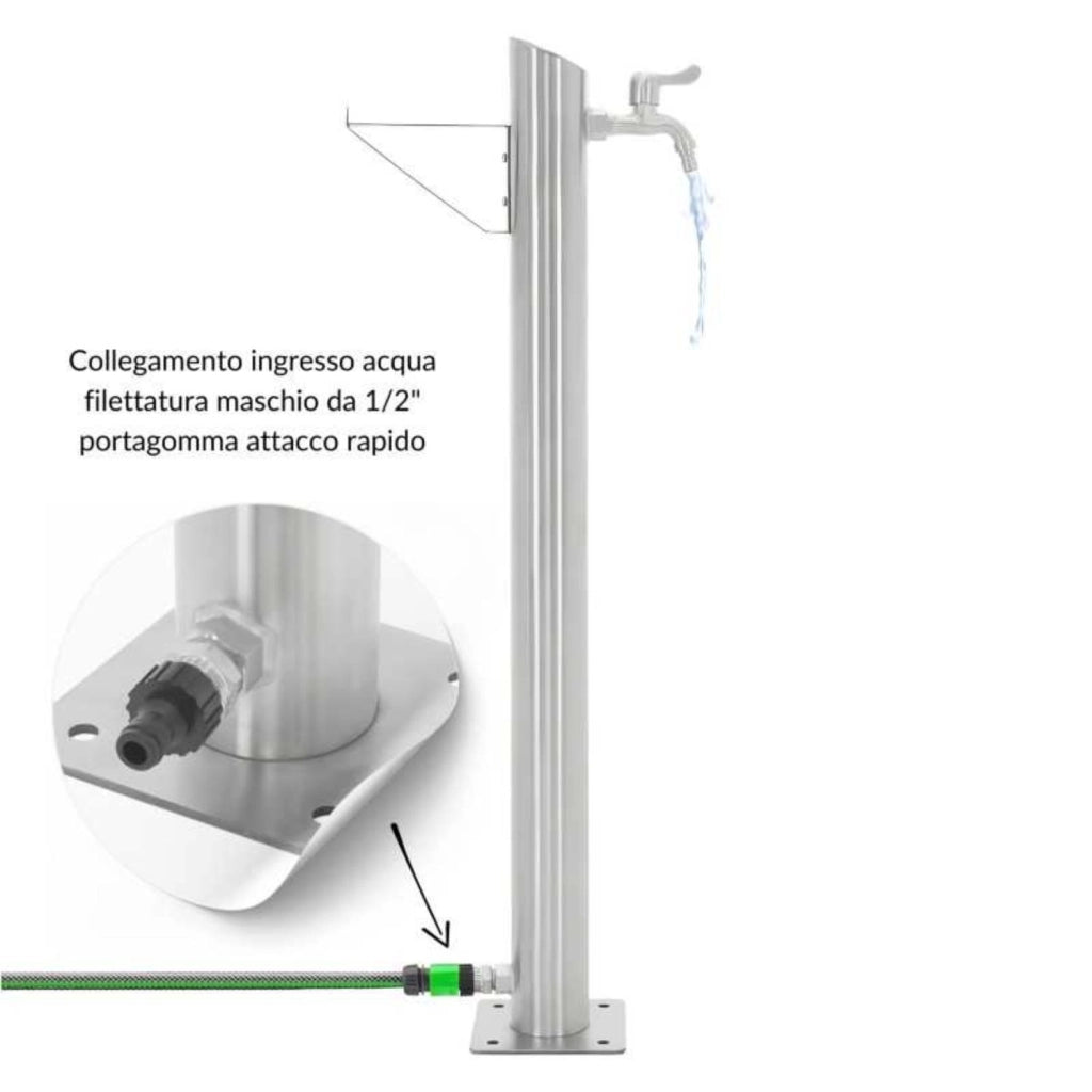 Fontana da giardino a colonna esterno tiglio acciaio inox spazzolato h 95 cm *** confezione 1