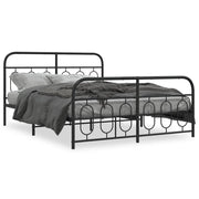 Letto matrimoniale | Letto per adulti | Giroletto con Testiera e Pediera Metallo Nero 140x190 cm