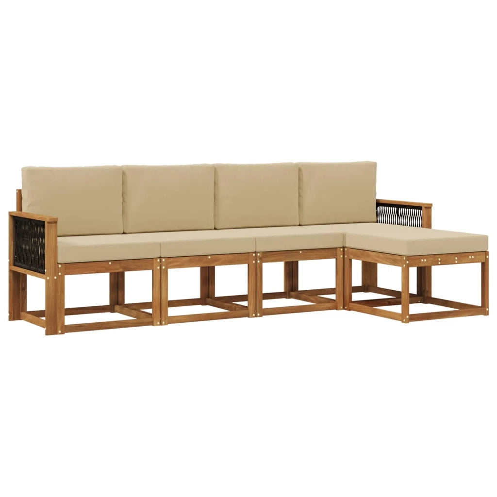 Set di divani da esterno 5 pz Naturale e Beige Poliestere 3385134