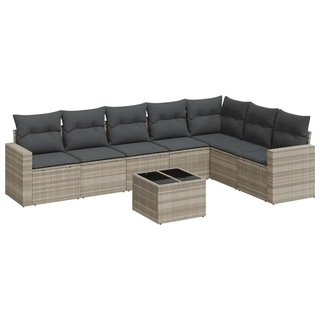 Set Divano da Giardino 8pz con Cuscini Grigio Chiaro Polyrattan 3219052