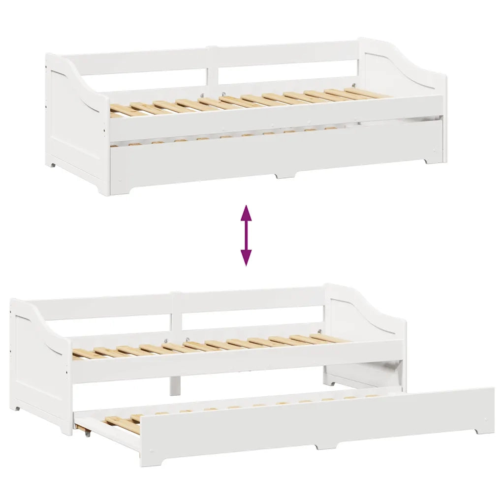 Letto singolo | Letto per adulti | Lettino con Rotelle senza Materasso IRUN Bianco 90x200 cm